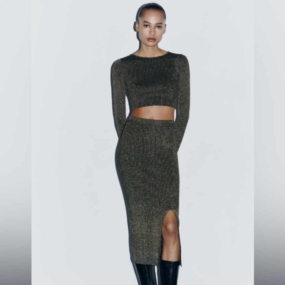 Metallic thread knit midi skirt- never worn